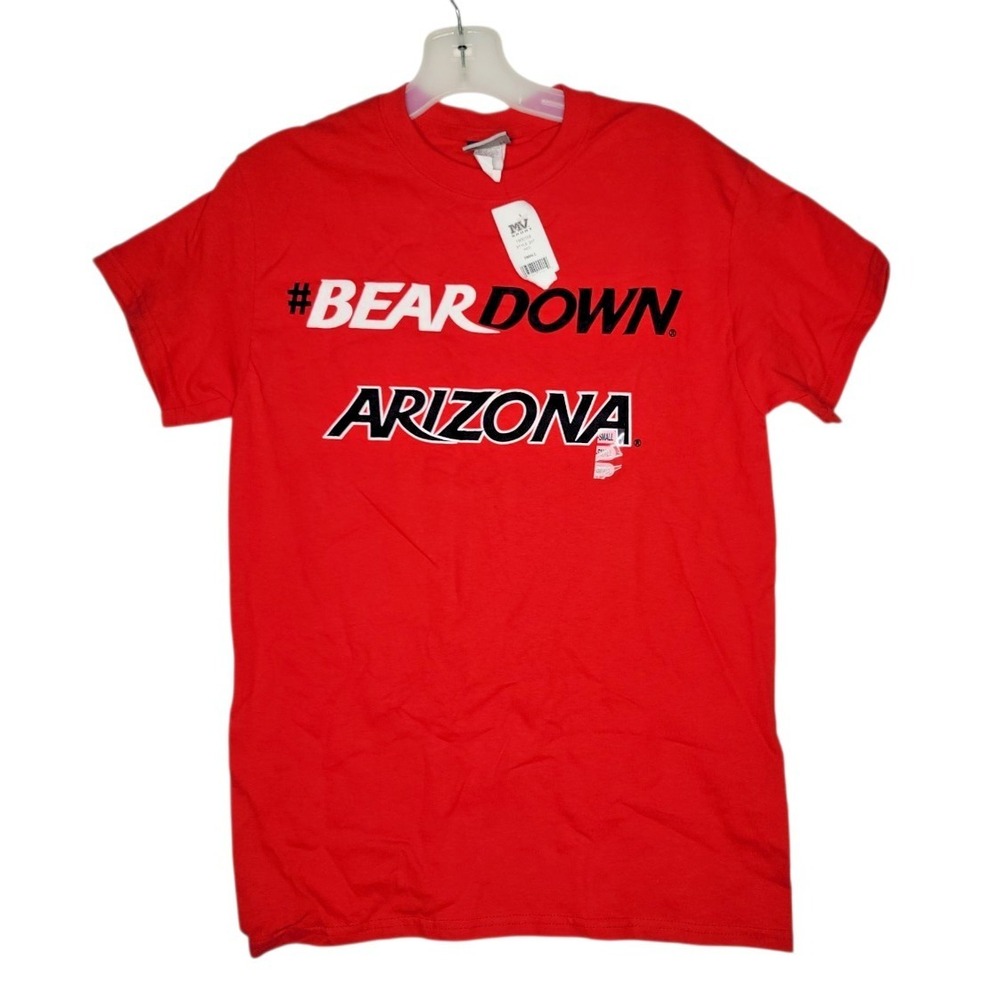 Arizona Wildcats Bear Down T-Shirt Small S Red‎ NCAA Fan Apparel MV Sport NWT